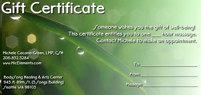Photo of Michele's gift certificate